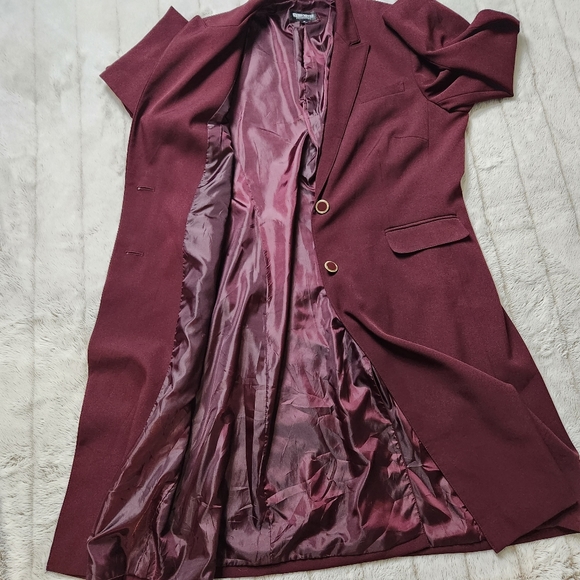 Size 18 Blazer Trench coat Collared long sleeves Wine color JOHN MEYER - Picture 9 of 15